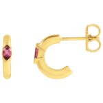 14K Yellow Gold Marquise Pink Tourmaline Hoop Earrings 10 mm 14K Yellow Gold Marquise Pink Tourmaline Hoop Earrings 10 mm
