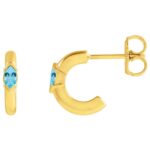 14K Yellow Gold Marquise Sky Blue Topaz Hoop Earrings 10 mm 14K Yellow Gold Marquise Sky Blue Topaz Hoop Earrings 10 mm