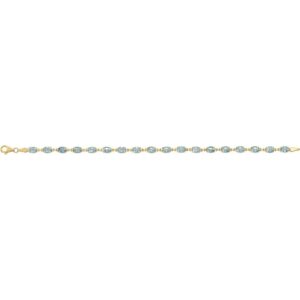 14K Yellow Gold Oval Sky Blue Topaz Link Tennis Bracelet