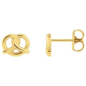 14K Yellow Gold Pretzel Stud Earrings