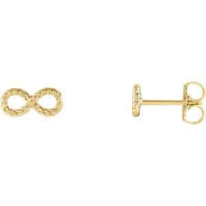 14K Yellow Gold Rope Infinity Stud Earrings
