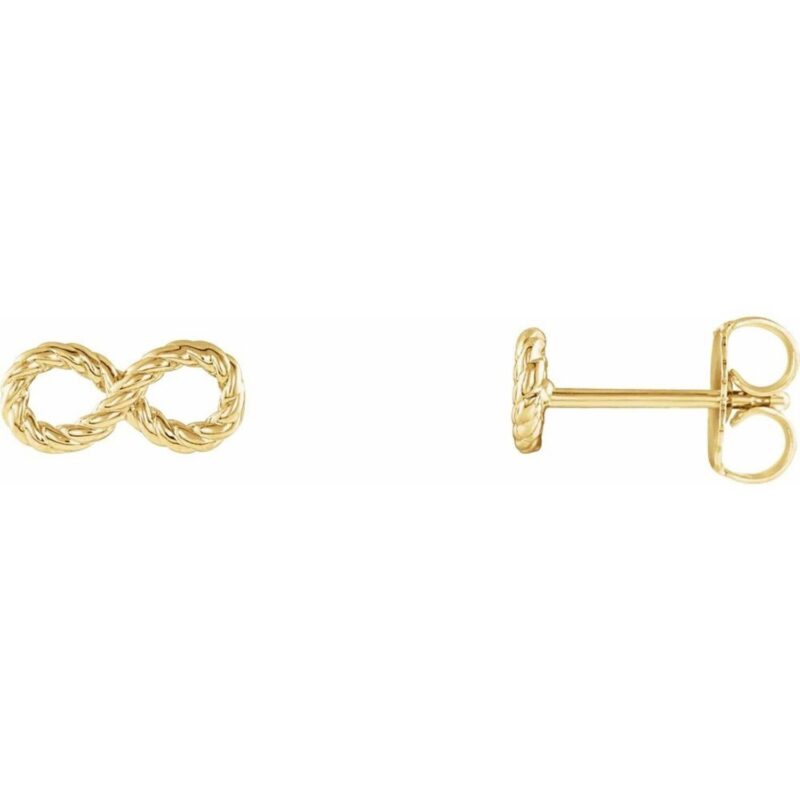 14K Yellow Gold Rope Infinity Stud Earrings 14K Yellow Gold Rope Infinity Stud Earrings