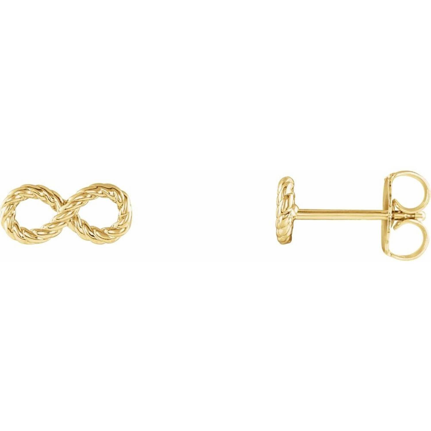 14K Yellow Gold Rope Infinity Stud Earrings 14K Yellow Gold Rope Infinity Stud Earrings