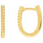 14K Yellow Gold Rope Pattern Oval Hoop Earrings 15mm 14K Yellow Gold Rope Pattern Oval Hoop Earrings 15mm