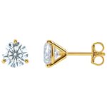 14K Yellow Gold Round Lab-Grown Diamond Stud Earrings Martini Setting All Sizes