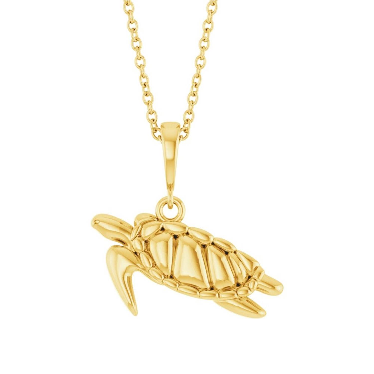 14K Yellow Gold Sea Turtle Pendant Necklace 14K Yellow Gold Sea Turtle Pendant Necklace