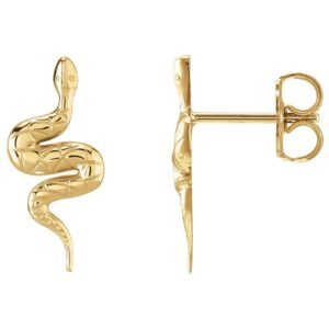 14K Yellow Gold Snake Stud Earrings