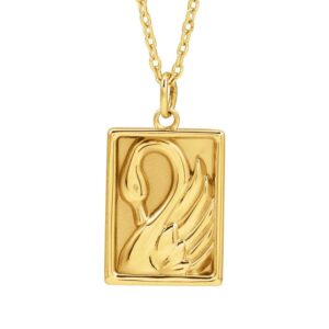14K Yellow Gold Swan Pendant Necklace