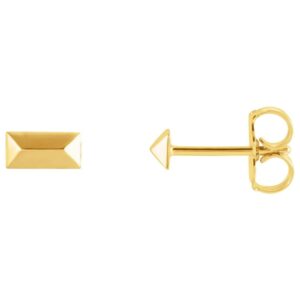 14K Yellow Gold Triangular Prism Stud Earrings