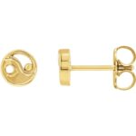 14K Yellow Gold Yin Yang Stud Earrings