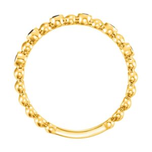 14k Gold Beaded Blue Sapphire Stackable Ring 1.75mm Thickness