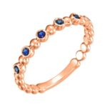 14k Rose Gold Beaded Blue Sapphire Stackable Ring 14k Rose Gold Beaded Blue Sapphire Stackable Ring