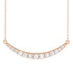 14k Rose Gold Graduated Diamond Curved Bar Necklace