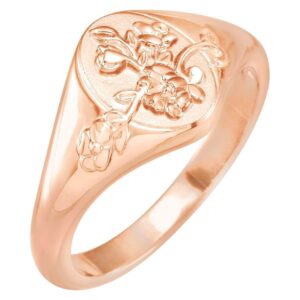 14k Rose Gold Petite Floral Signet Ring
