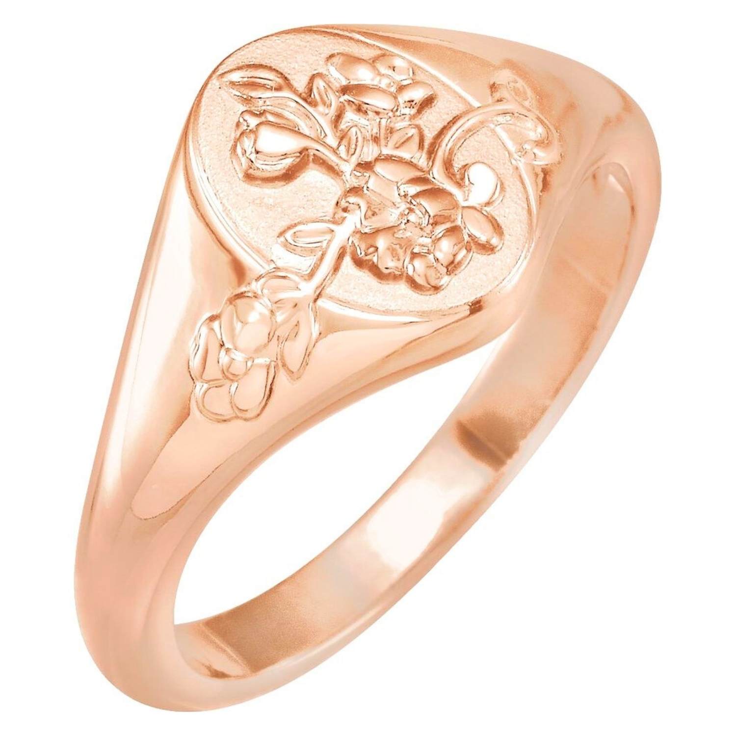 14k Rose Gold Petite Floral Signet Ring 14k Rose Gold Petite Floral Signet Ring