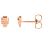 14k Rose Gold Skull Stud Earrings