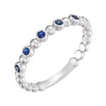 14k White Gold Beaded Blue Sapphire Stackable Ring 14k White Gold Beaded Blue Sapphire Stackable Ring