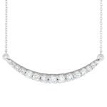 14k White Gold Graduated Diamond Curved Bar Necklace
