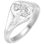 14k White Gold Petite Floral Signet Ring 14k White Gold Petite Floral Signet Ring