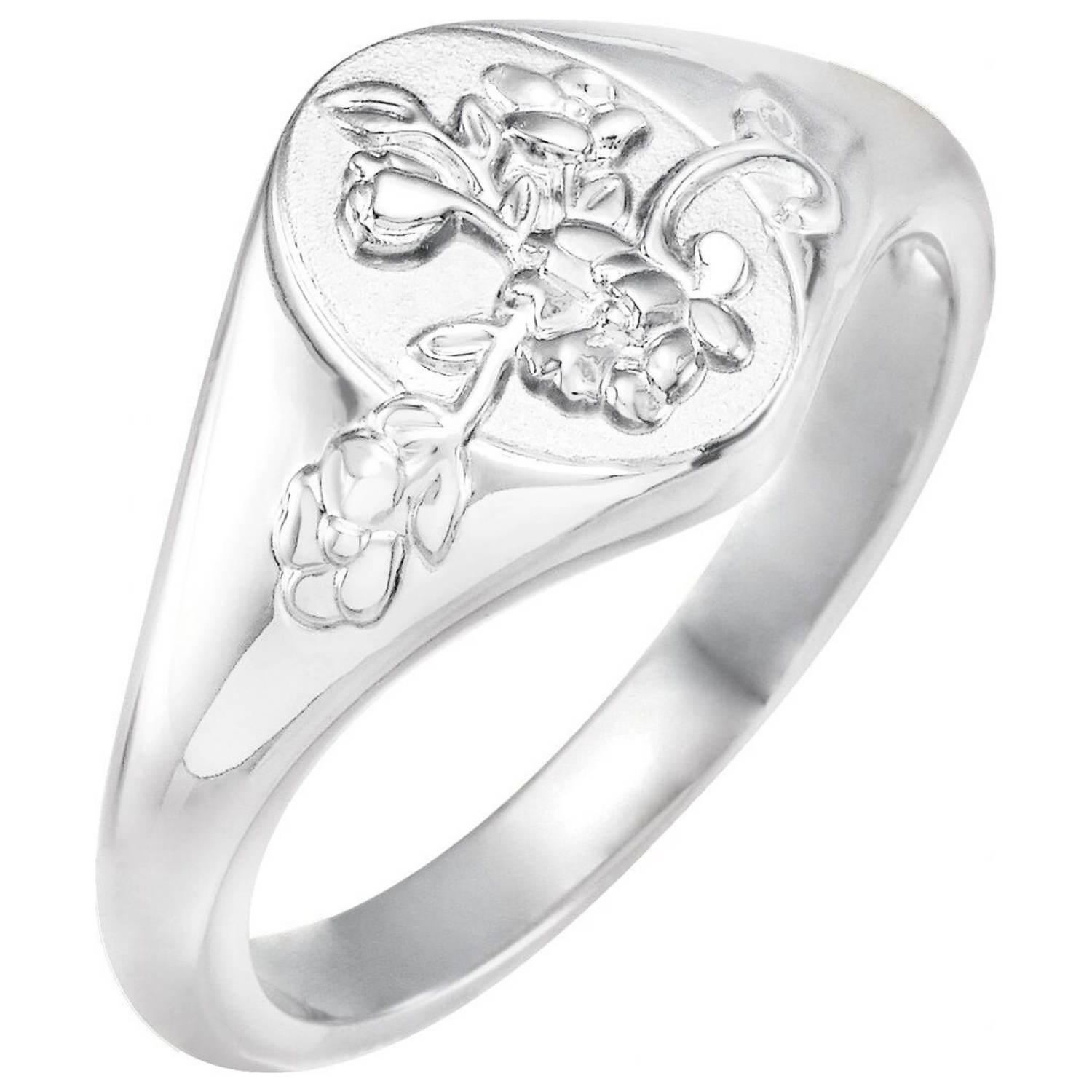 14k White Gold Petite Floral Signet Ring 14k White Gold Petite Floral Signet Ring