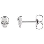 14k White Gold Skull Stud Earrings