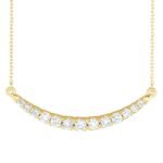 14k Yellow Gold Graduated Diamond Curved Bar Necklace