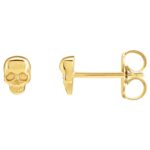14k Yellow Gold Skull Stud Earrings