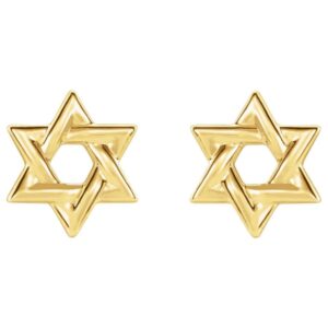 18K Yellow Gold Star of David Stud Earrings