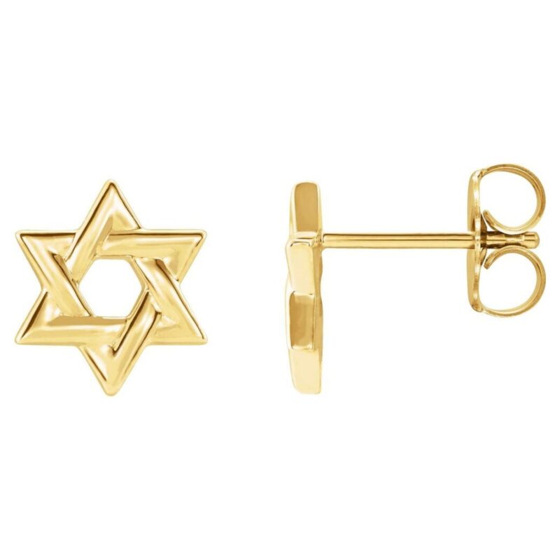 18K Yellow Gold Star of David Stud Earrings for Women 18K Yellow Gold Star of David Stud Earrings for Women