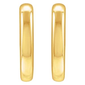22 mm Puffed Rectangular Tube Hoop Earrings 14K Yellow Gold
