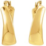 25 mm Puffed Chunky Teardrop Oval Hoop Earrings 14K Yellow Gold