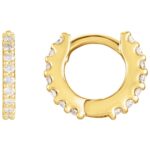 8mm Diamond Huggie Hoop Earrings 14K Yellow Gold