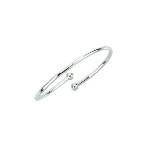 925 Sterling Silver Open bangle with Balls on End fo Women
