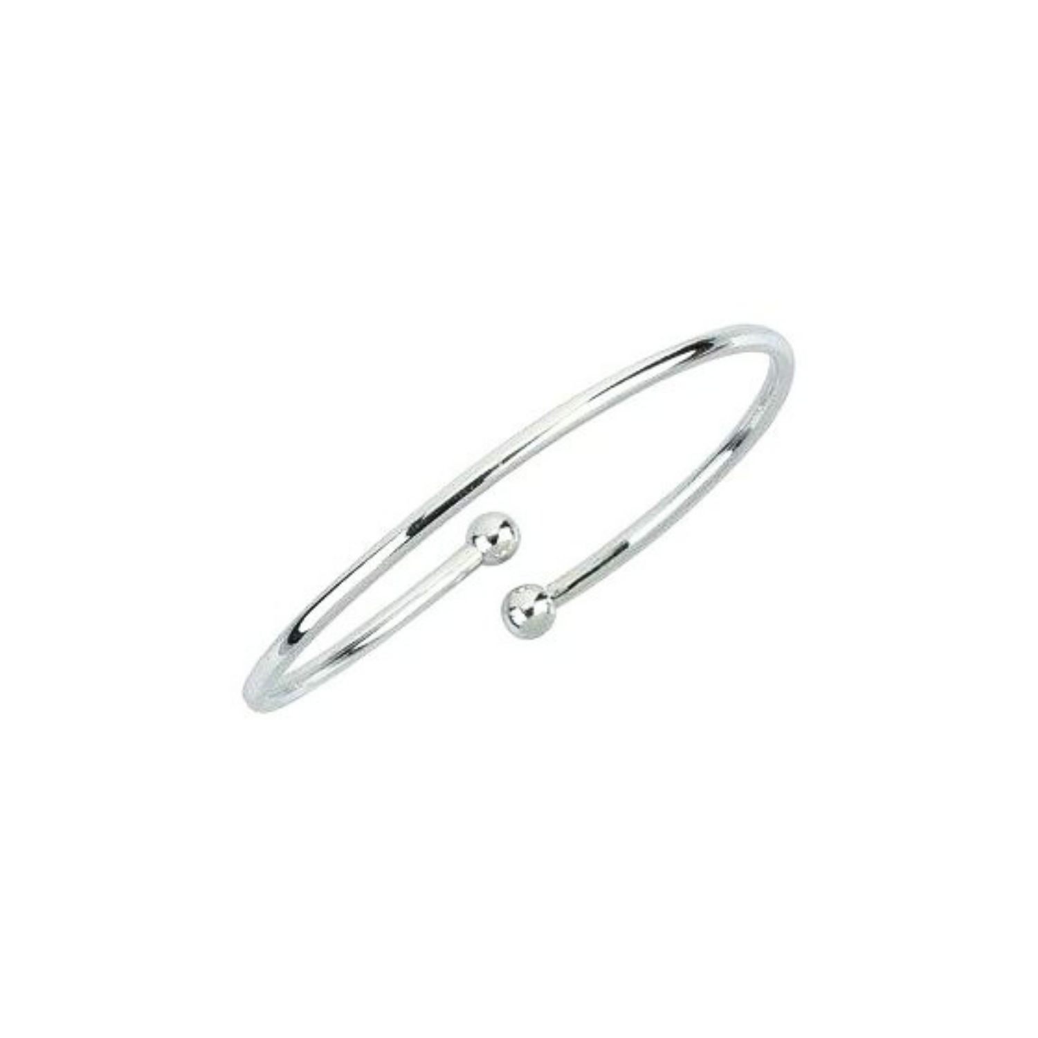 925 Sterling Silver Open bangle with Balls on End fo Women 925 Sterling Silver Open bangle with Balls on End fo Women