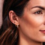 925 Sterling Silver Small Spiked Hoop Earrings on Model 925 Sterling Silver Small Spiked Hoop Earrings on Model