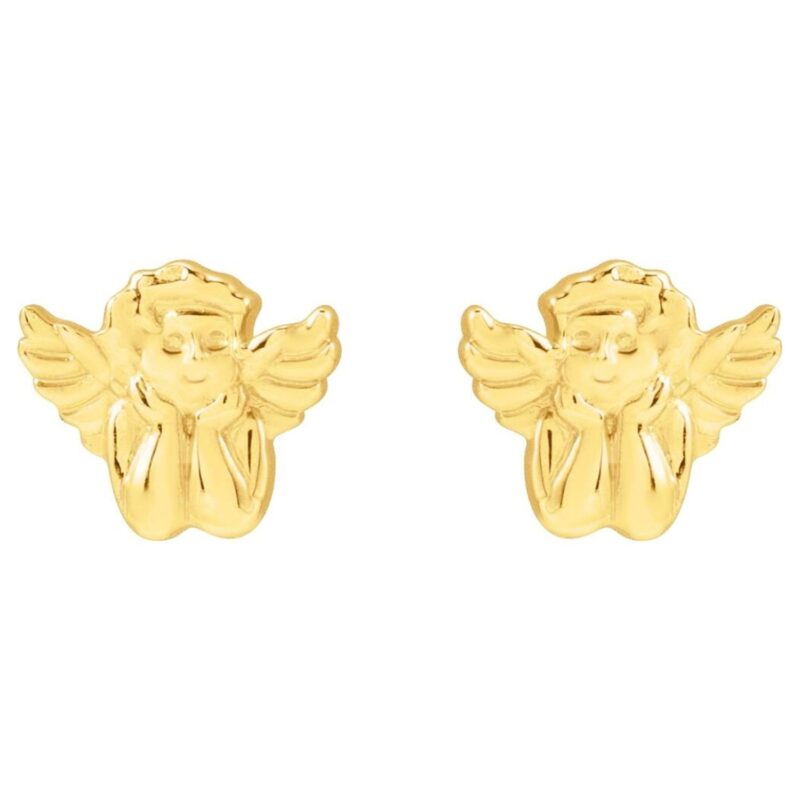 Angel Cherub Stud Earrings 14K Gold