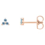 Aquamarine Three Stone Cluster Stud Earrings 14K Rose Gold Aquamarine Three Stone Cluster Stud Earrings 14K Rose Gold