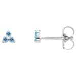 Aquamarine Three Stone Cluster Stud Earrings 14K White Gold Aquamarine Three Stone Cluster Stud Earrings 14K White Gold