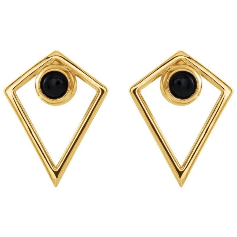 Black Onyx Pyramid Stud Earrings 14K Gold Black Onyx Pyramid Stud Earrings 14K Gold