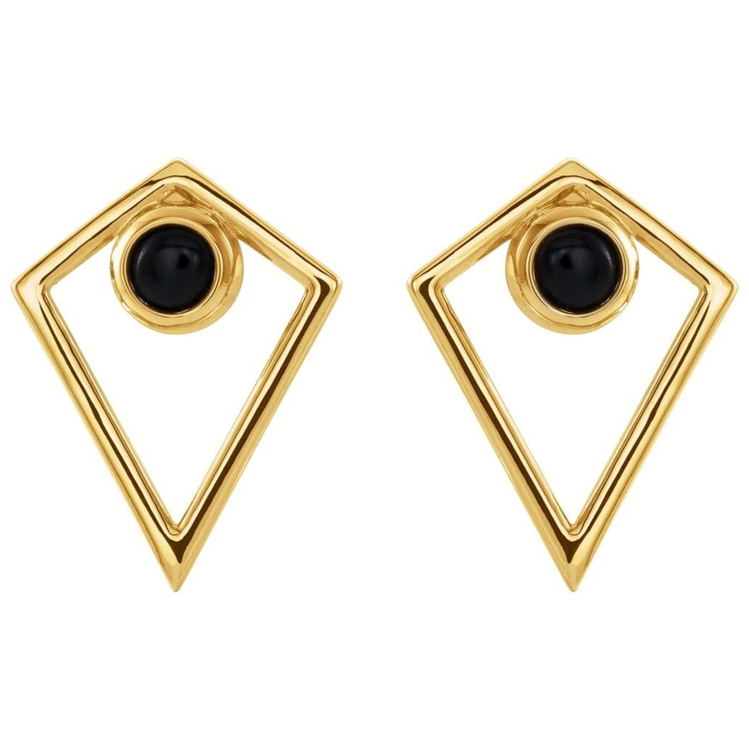 Black Onyx Pyramid Stud Earrings 14K Gold Black Onyx Pyramid Stud Earrings 14K Gold