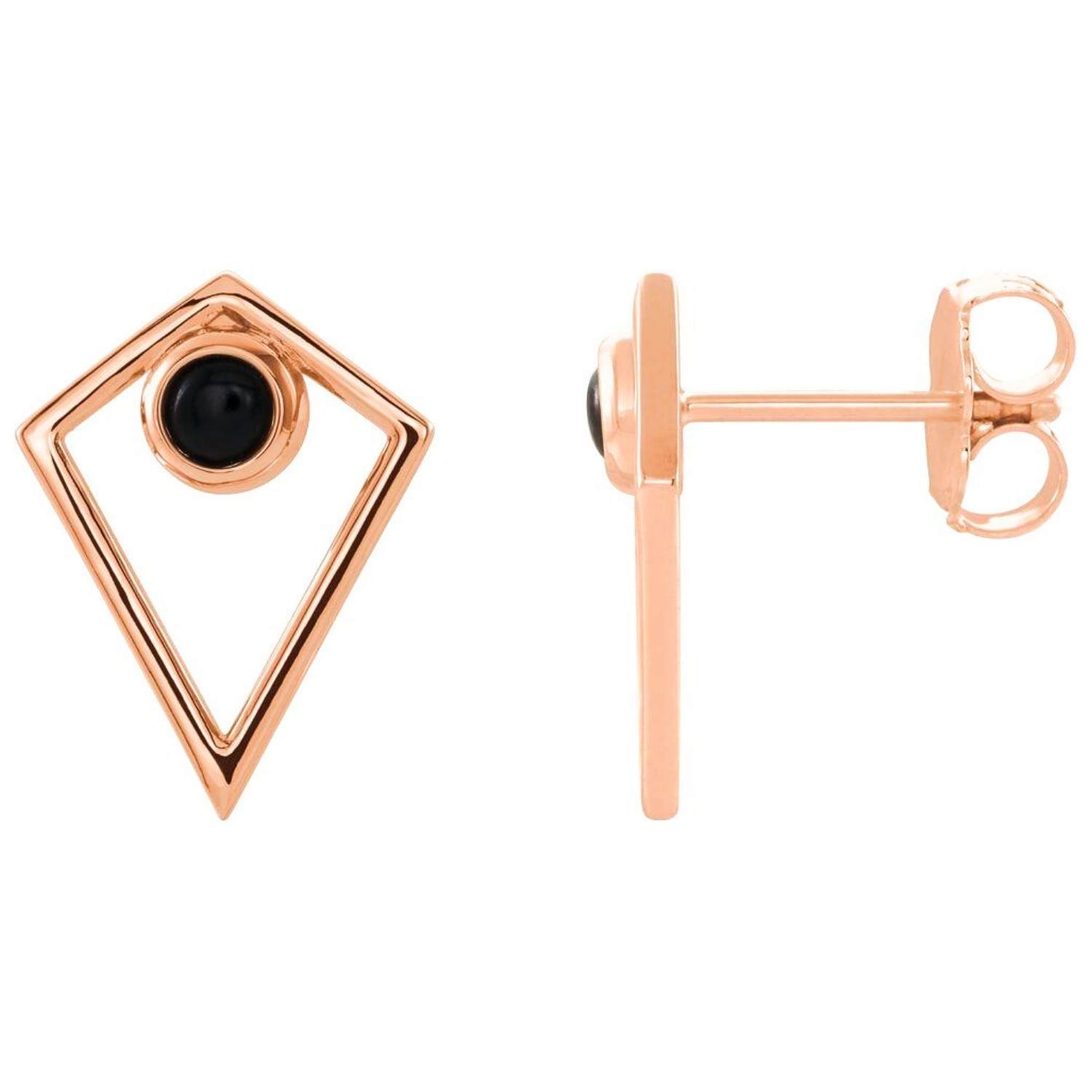 Black Onyx Pyramid Stud Earrings 14K Rose Gold Black Onyx Pyramid Stud Earrings 14K Rose Gold