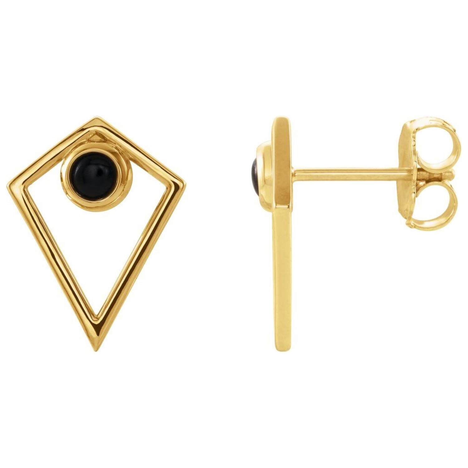 Black Onyx Pyramid Stud Earrings 14K Yellow Gold Black Onyx Pyramid Stud Earrings 14K Yellow Gold