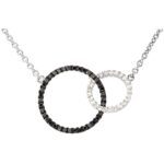 Black and White Diamond Open Circle Necklace 14K White Gold Black and White Diamond Open Circle Necklace 14K White Gold
