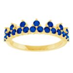 Blue Sapphire Crown Ring 14K Gold