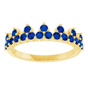 Blue Sapphire Crown Ring 14K Gold