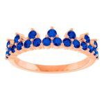 Blue Sapphire Crown Ring 14K Rose Gold