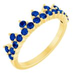 Blue Sapphire Crown Ring 14K Yellow Gold