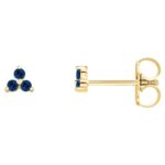 Blue Sapphire Three Stone Cluster Stud Earrings 14K Yellow Gold Blue Sapphire Three Stone Cluster Stud Earrings 14K Yellow Gold