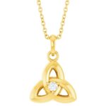 Celtic Trinity Knot with Diamond 14K Yellow Gold Celtic Trinity Knot with Diamond 14K Yellow Gold