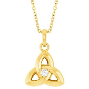 Celtic Trinity Knot with Diamond 14K Yellow Gold
